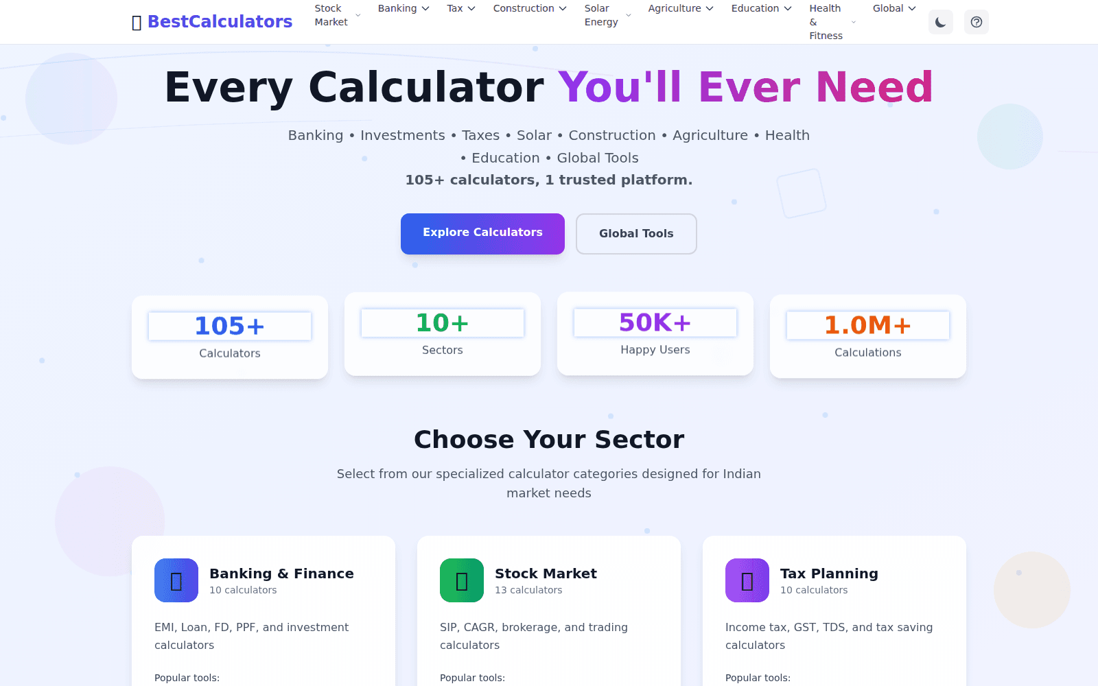 BestCalculators.in interface
